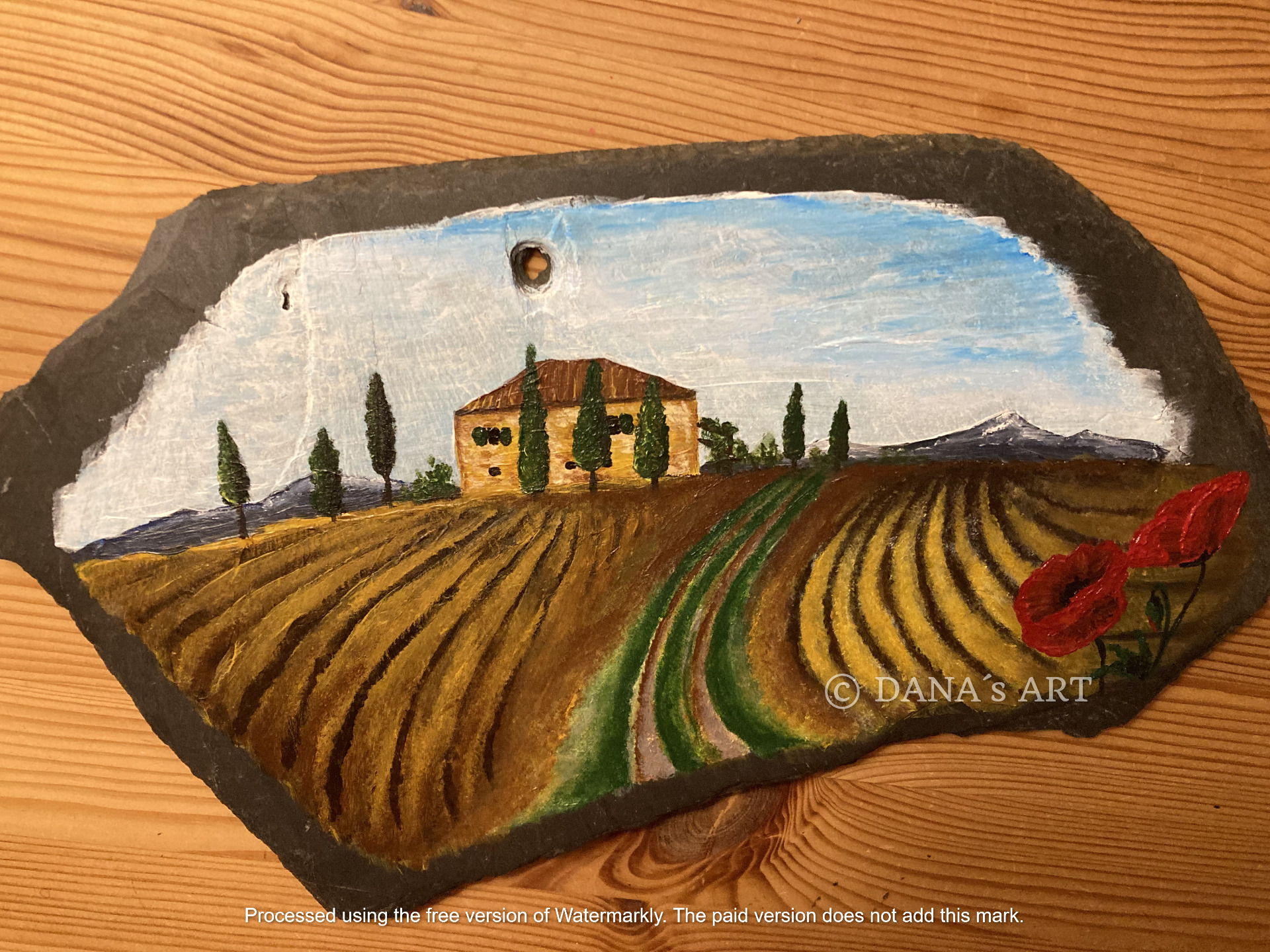 Urlaubserinnerung - Acryl auf Schiefer