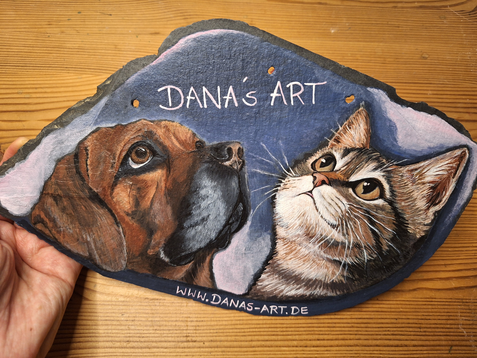 zwei Fellnasen - Außenacryl auf Schiefertafel